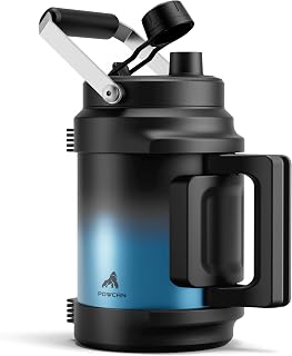 POWCAN 64 oz Insulated Water Jug, 2-in-1 Straw Spout Lid, Dual Handle, Leakproof, Keep Cold 48H, Half Gallon Stainless Steel Water Bottle for Daily, Hydration, Picnic, Travel, Gym, Workout (Mariner)