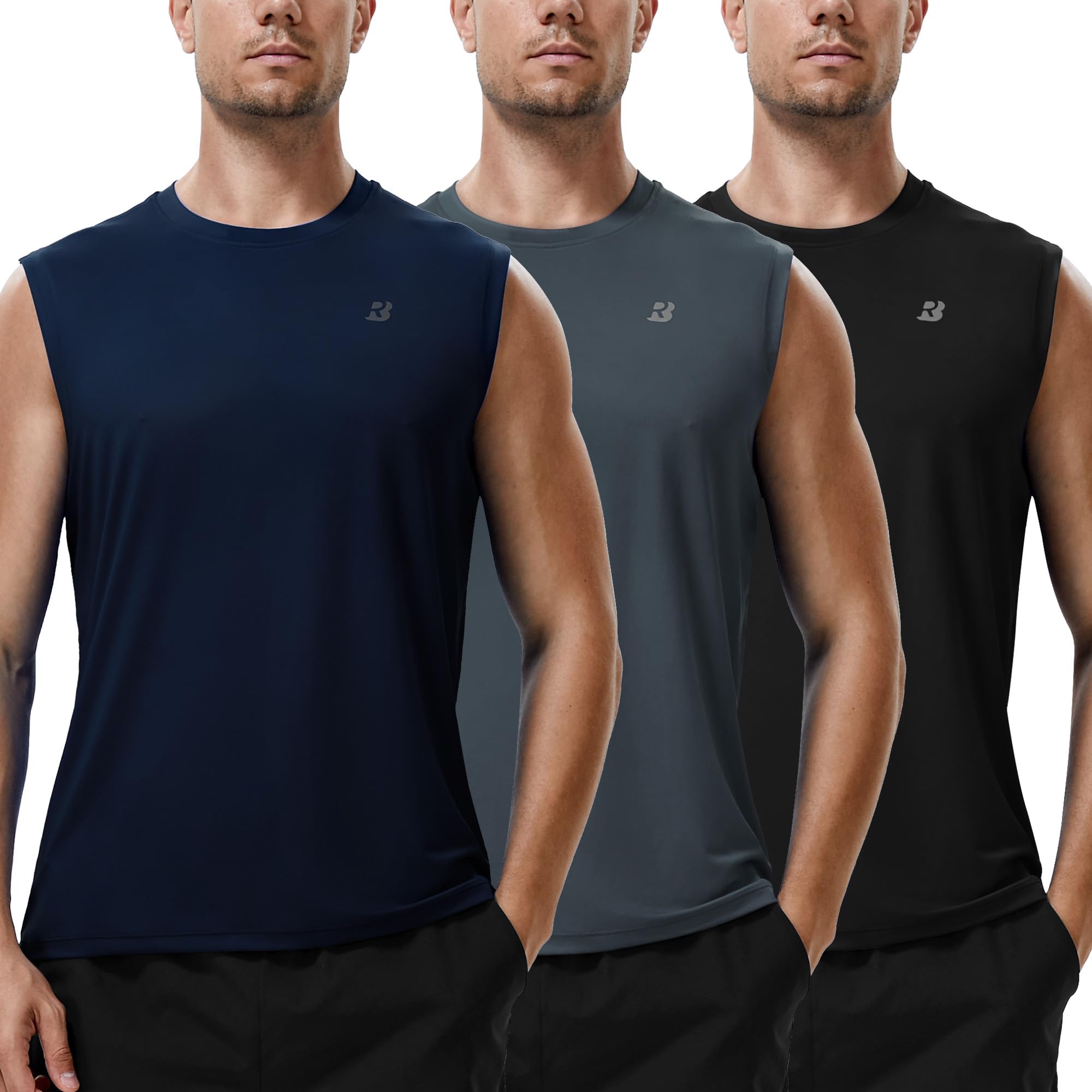 Roadbox Workout Sleeveless Shirts for Men Athletic Gym Basketball Quick Dry Musc