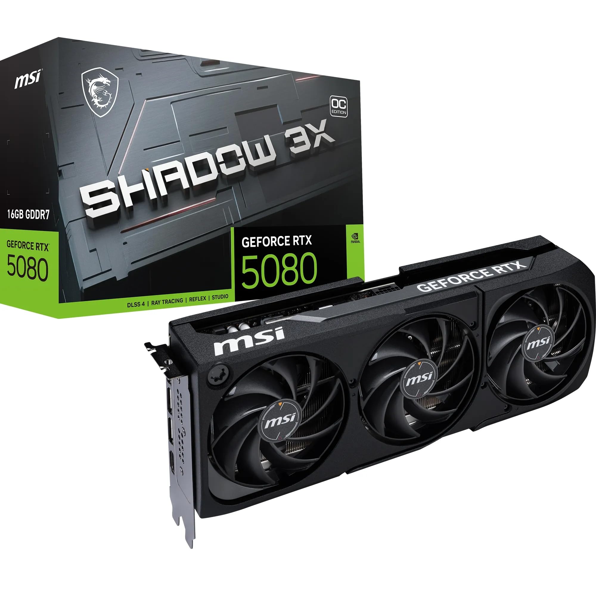 MSI GeForce RTX 5080 16G SHADOW 3X OC Graphics Card - RTX 5080 GPU, 16GB GDDR7 (