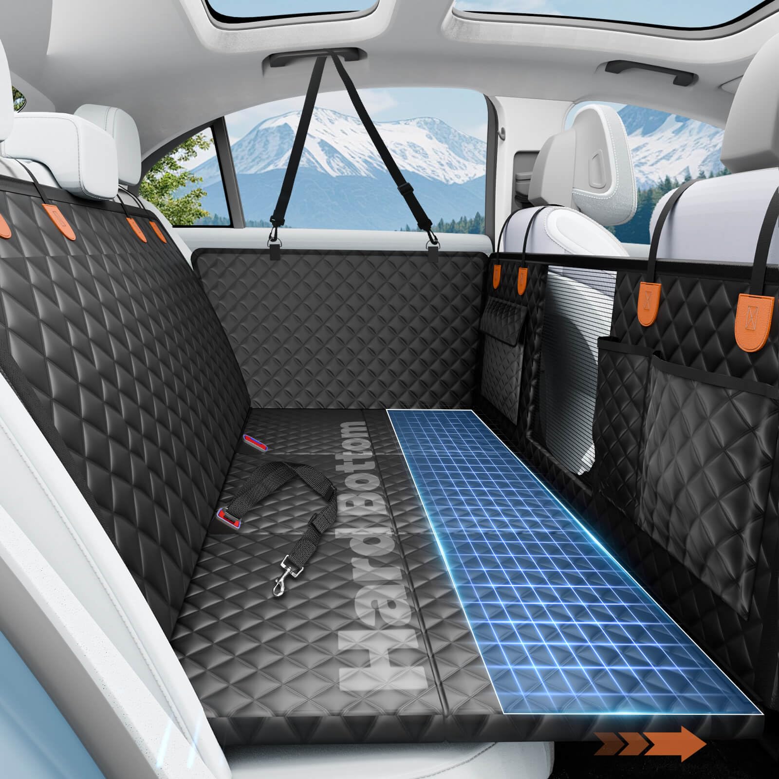 Dog Car Seat Cover Hard Bottom Hammock with Scratch Resistant can 400lbs | Back 
