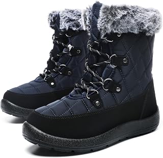ZEENXIUYA Womens Snow Boots Comfortable Warm Fur Lined Winter Waterproof Flat Lace-Up Ankle Boots Outdoor Winter Booties