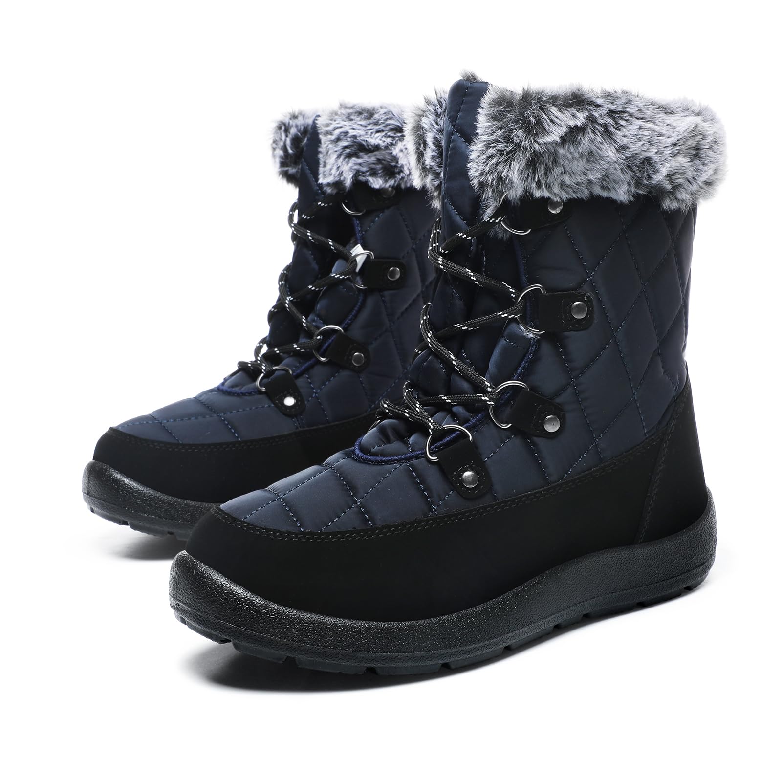 ZEENXIUYA Womens Snow Boots Comfortable Warm Fur Lined Winter Waterproof Flat La