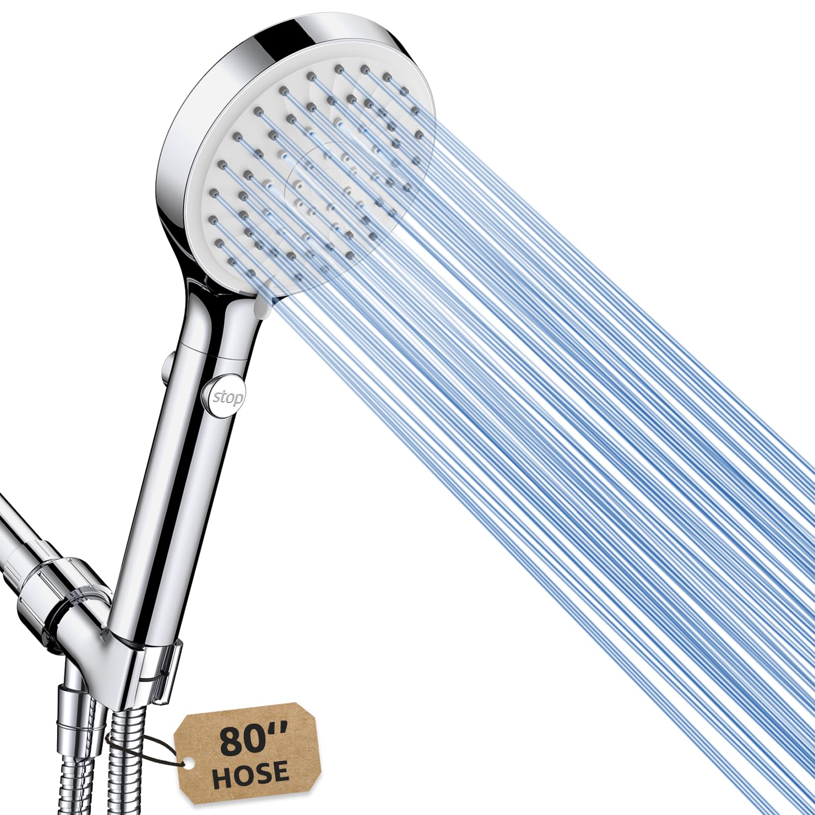 FASDUNT Shower Head with Handheld, High Pressure Showerhead with Long Hose | 80"