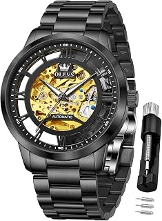 OLEVS Mens Square Analog Quartz Date Stainless Steel Waterproof Luminous Two Tone Wrist Watch