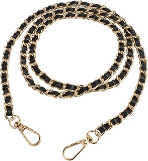 U+U Purse Chain Strap, 47" Crossbody Strap with Metal Buckle (Black &amp; Gold) | Purse Straps Replacement, DIY Purse Chain Accessories, Crossbody Bag and Handbag Strap with Metal Buckles