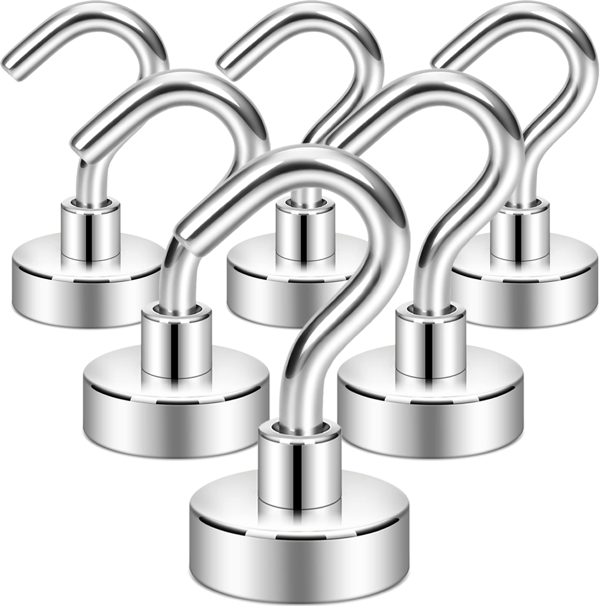 Neosmuk Magnetic Hooks for Cruise Cabins, 30lb Heavy Duty, Silver, 6 Pack | Heav