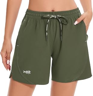 BASSDASH Women’s 5” Fishing Shorts UPF 50+ Water Resistant Quick Dry Athletic Hiking Shorts with Pockets FP05W