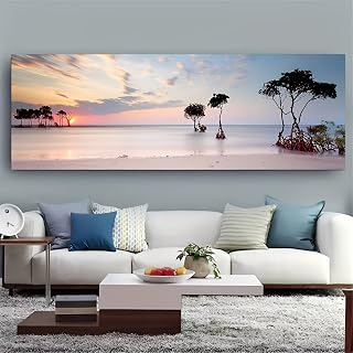 Vintage Rustic Mangrove Trees Beach Sunset Canvas Wall Art Print,12 x 36 Inches,No Frame,Gift for Home Office Living Room Decor