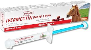 OZIPCO Ivermectin Horse Paste 1.87% | Apple Flavor – 6.08g Syringe for Equine Use Only Up to 1250 LB