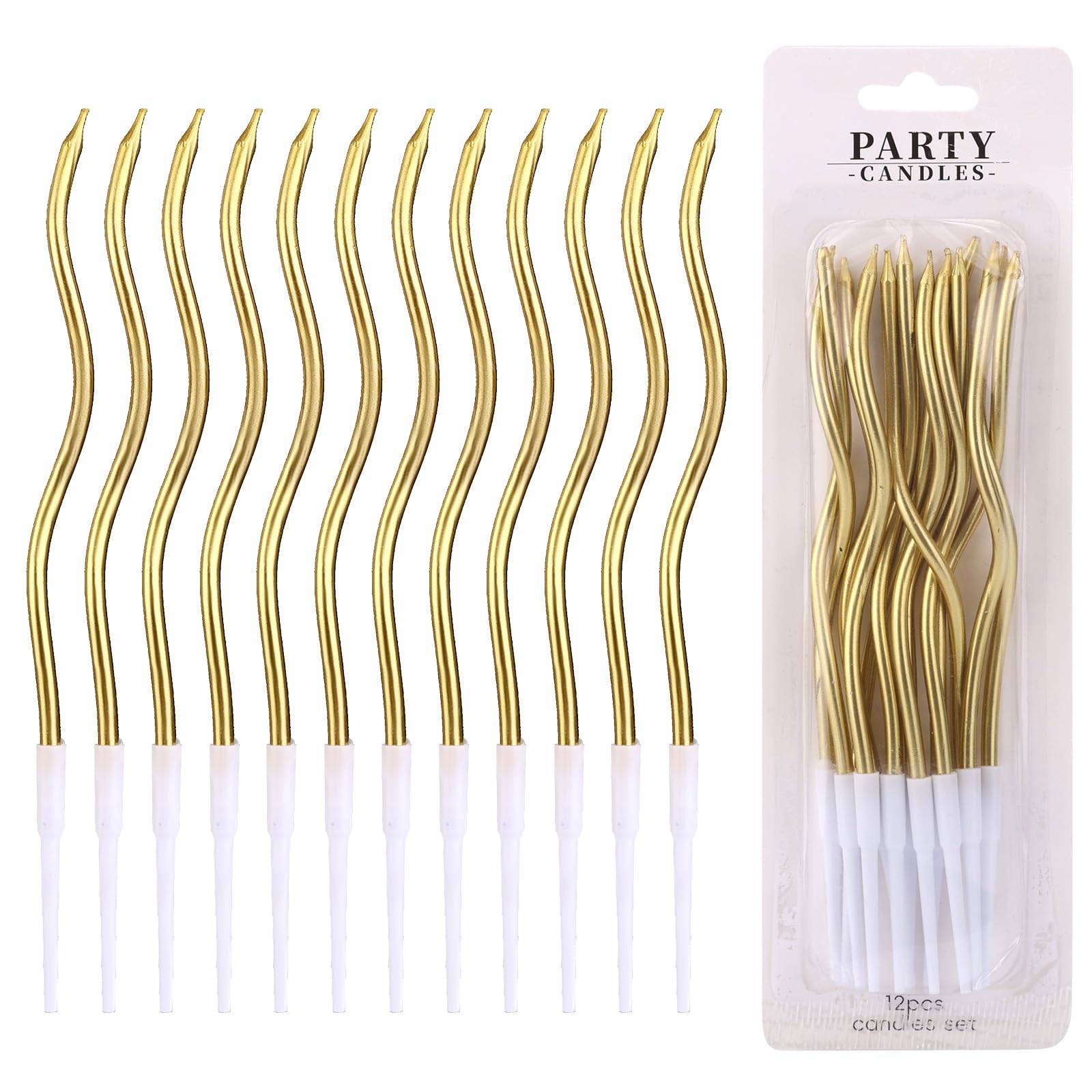 12pcs Spiral Cake Candles, Twist Slim Long Birthday Cake Candles | Velas Themed 
