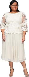 Alex Evenings Women's Faux Sequined Long Tea Dress (Petite and Normal) Special Occasion Dress