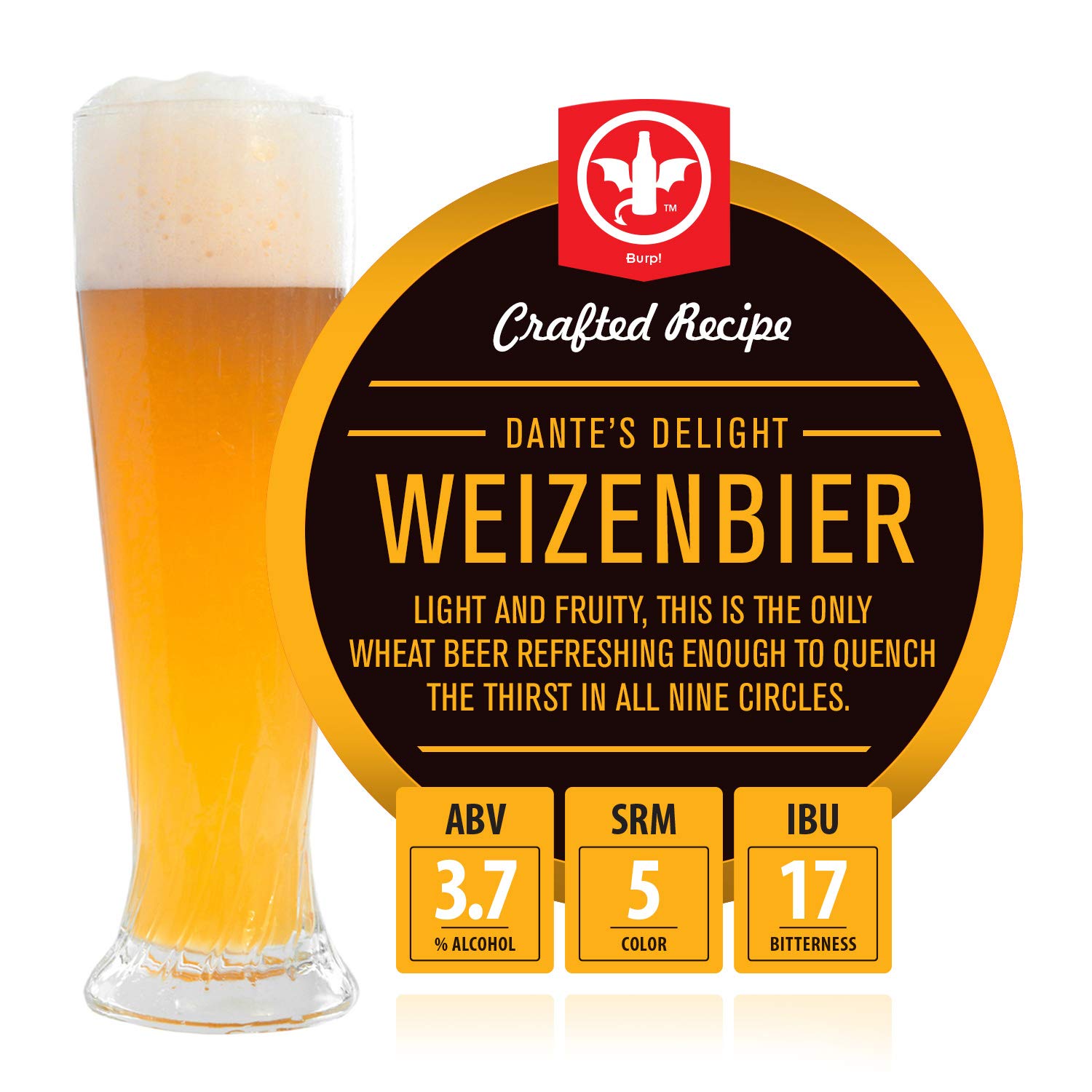 BrewDemon 2 Gal. Dante's Delight Weizenbier Beer Recipe Kit - Makes a Wicked-Goo