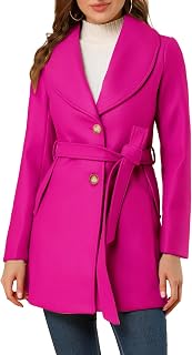 Allegra K Ladies Single Breasted Belted Midi Winter Coat Beige