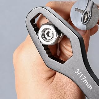 Adjustable Wrench 5mm Thick, Silver Double-Head Self-Tightening Wrench with 3-17mm Mouth, Multi-Purpose Manual Tool for Automotive, Plumbing Repairs, and DIY Maintenance