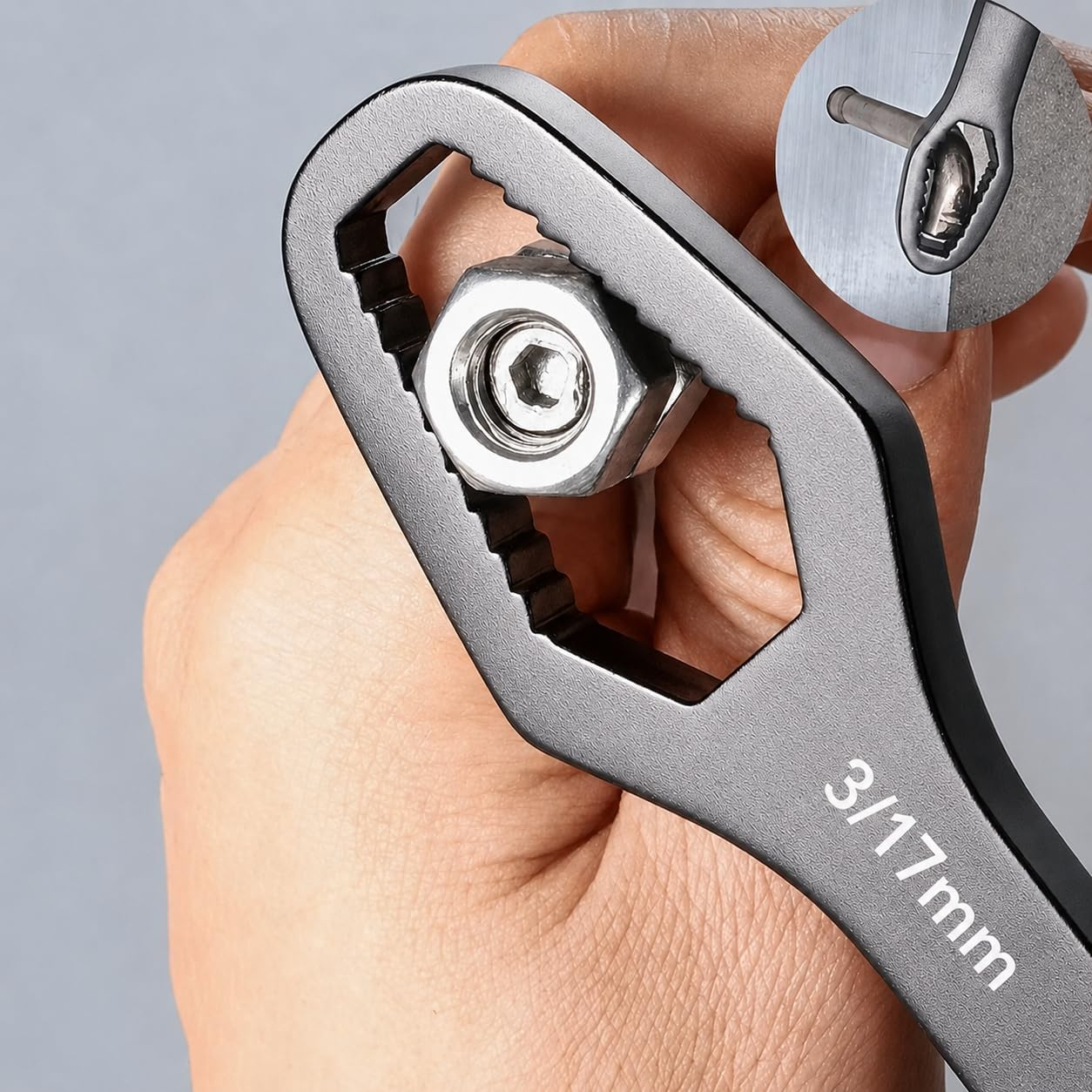 Adjustable Wrench 5mm Thick, Silver Double-Head Self-Tightening Wrench with 3-17