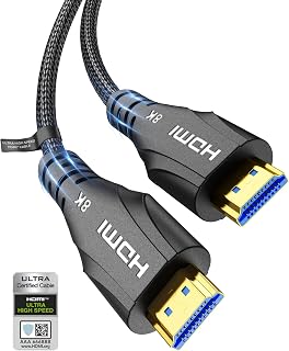 Cratree HDMI Cable 8K Ultra High Speed HDMI Cable, 10K 8K 60Hz 4K 120Hz 48Gbps 2.1,Dolby Vision HDCP 2.3 eARC,Compatible with PS5 PS4 Pro HDTV Blu-ray Monitor 3m 1
