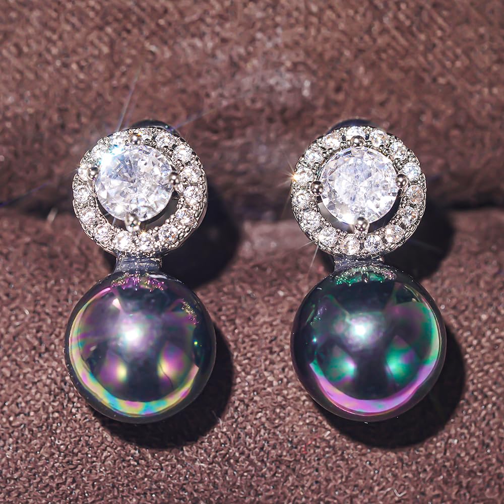 Sparkling Faux Pearl Earrings with Cubic Zirconia Elegant Bridal Jewellery for W