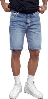 JMIERR 2026 Mens Skinny Denim Shorts 4 Way Stretch Casual Comfy Slim Fit Summer Jean Shorts