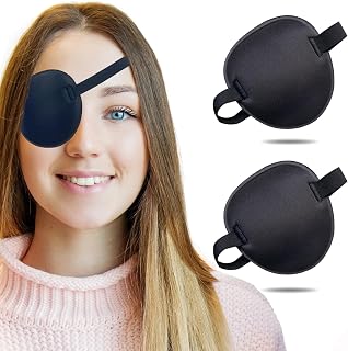 THSIREE 2PCS Eye Patch Medical for Adults and Kids, Left and Right Eye | Adjustable Amblyopia Eye Patches for Women Men, Soft Breathable Fabric, Daily Vision Therapy, Pirate Costume