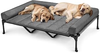 Veehoo XXL Elevated Dog Bed with Removable Bolster Mat, Indoor & Outdoor