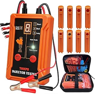 THIKPO Universal Fuel Injector Tester and Cleaner Tool Kit, DIY Cleaning Tool Kit, 8 Pulse Modes, 4 Wire Dual Channel for 2 Fuel Injectors, 8 Size Cleaning Adapters, 12V/5V Drive