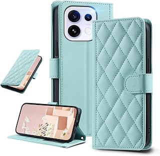 UnivoColors Compatible with iPhone 16 Pro Max Quilted Leather Style Folio Case, Elegant, High Quality PU, Magnetic Closure, Card Storage Function, Stand Function, Full LCD Protection, Lens Protection, Strap Included (Mint Green)