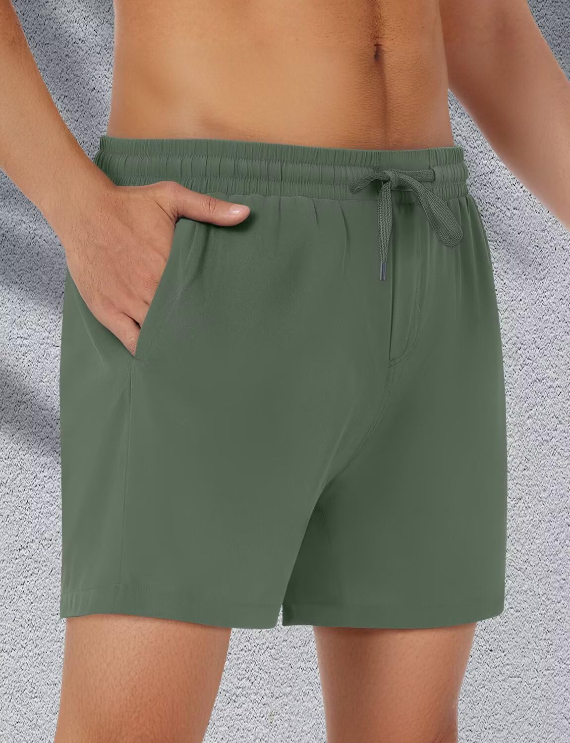 Mens Stretch Waistband Shorts Lightweight Walking Hiking Golf Shorts with Pocket