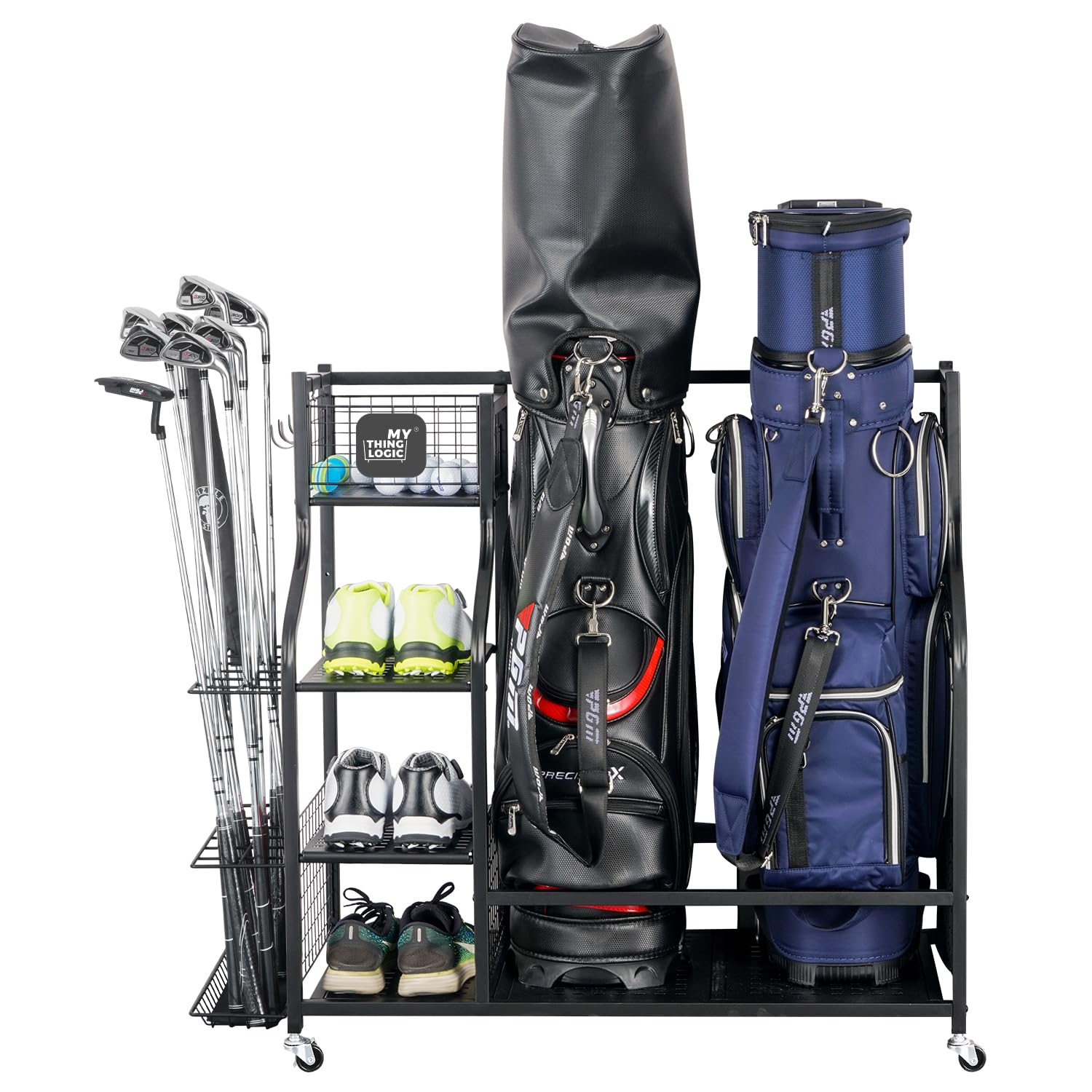 Mythinglogic Golf Bag Storage Organizer for Garage, Multiple Capacities | All in