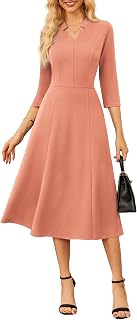 GRACE KARIN Women 3/4 Sleeve Work Church Dress with Pocket