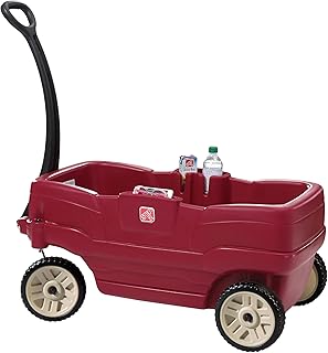 Step2 Neighborhood Wagon, Kids Ride On Toy, Stroller Substitute, Includes Seat Belts, Made of Durable Plastic, Max Weight 75 lbs., For Toddlers 1.5-5 Years Old, Red