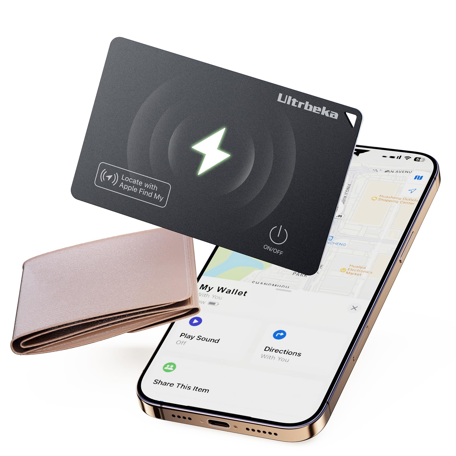 Air Tag Wallet Tracker Card 1 Pack, Rechargeable Bluetooth Tracker for Wallet, W
