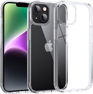 Supdeal Shockproof Clear Case for iPhone 14, [Not Yellowing] [10FT Military Drop Protection] Hard Clear Back Four Corner Airbags Drop Protection Phone Cover, 6.1 inch, Transparent