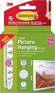 Command Picture Hanging Strips, Large, 12 Pairs (24 Adhesive Strips) | Value Pack, Damage Free Hangers, White, for Pictures Frames, Mirrors & Wall Décor, No Tools Required, Holds up to 7 kg