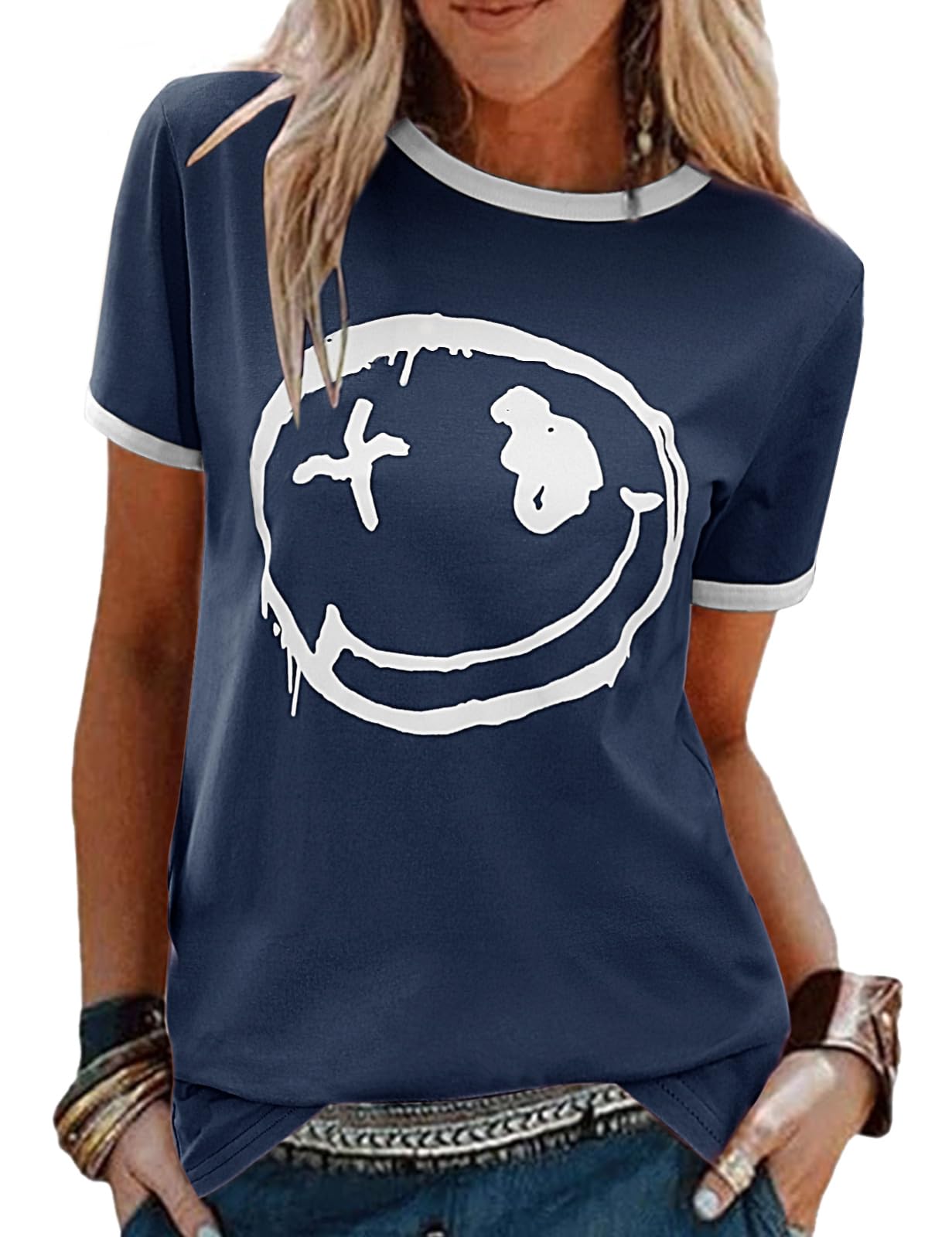 heekpek Women's T-Shirt, Short-Sleeved, Women's Tops, Summer, Casual, Round Neck