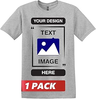 Gildan Custom T-Shirts - Unisex Crew Neck T-Shirt - Customize Your Image, Text & Photo - Men Women Adults