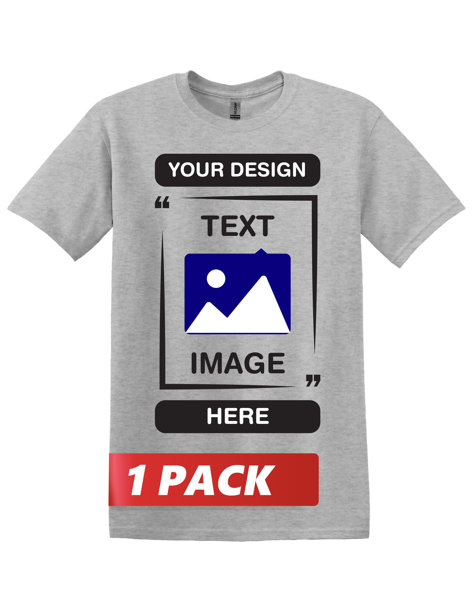 Gildan Custom T-Shirts - Unisex Crew Neck T-Shirt - Customize Your Image, Text &