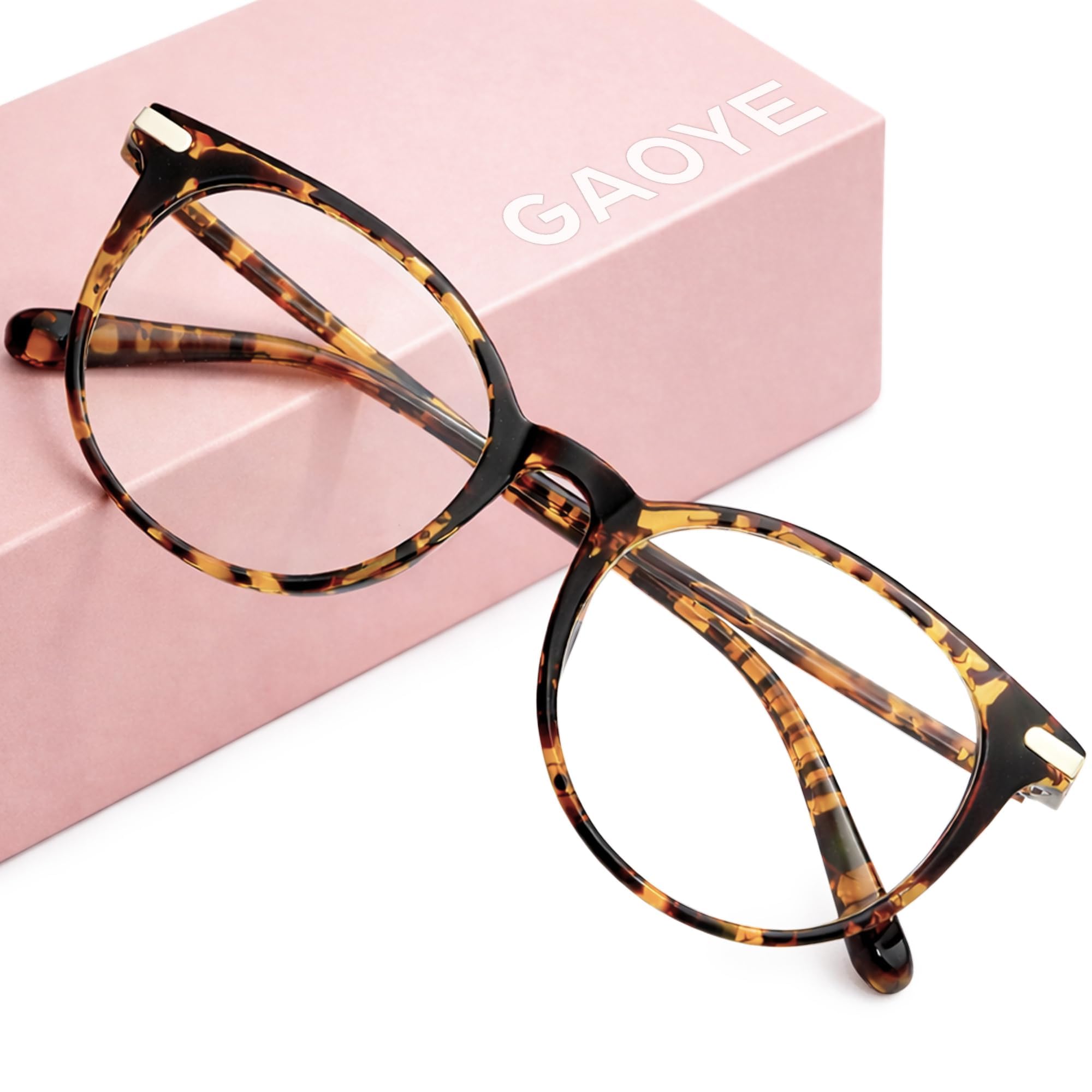 Gaoye Blue Light Blocking Glasses Retro Round - Tea Leopard | UV & Blue Light Bl