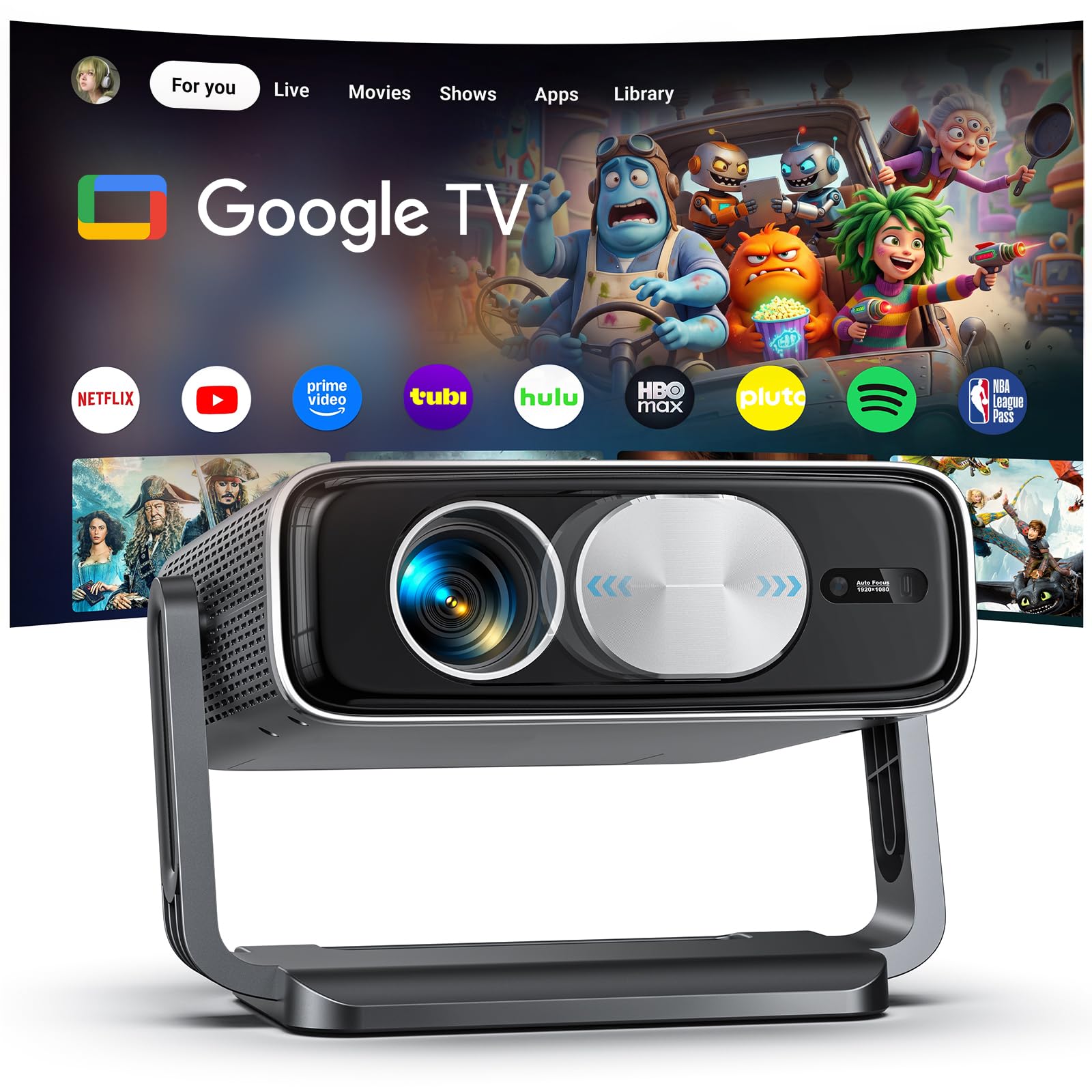 Smart 4K Projector 【Bundled with Google TV Stick &3000 ANSI】 Mini Projector with