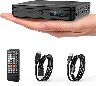 Homlab Mini DVD Player with HDMI, Remote Control, All Region Free, 1080P HD | Small Compact CD DVD Player for Smart TV & Projector, Features HDMI Output, Headphone Jack, USB 2.0 Input, PAL/NTSC Support