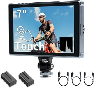 FEELWORLD FW759 PRO 7 Inch 400nit Touchscreen Field DSLR Camera Monitor | with 2xF550 Battery 4K HDMI Input Focus Peaking Histogram Lightweight for Beginner Filmmakers Videographer Video Shooting