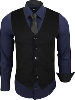 Subliminal Mode RN33 Men's Long Sleeve Shirt + Vest + Tie | Classic Fit | Comfortable and Easy to Wash | Ideal for Office and Casual Outings