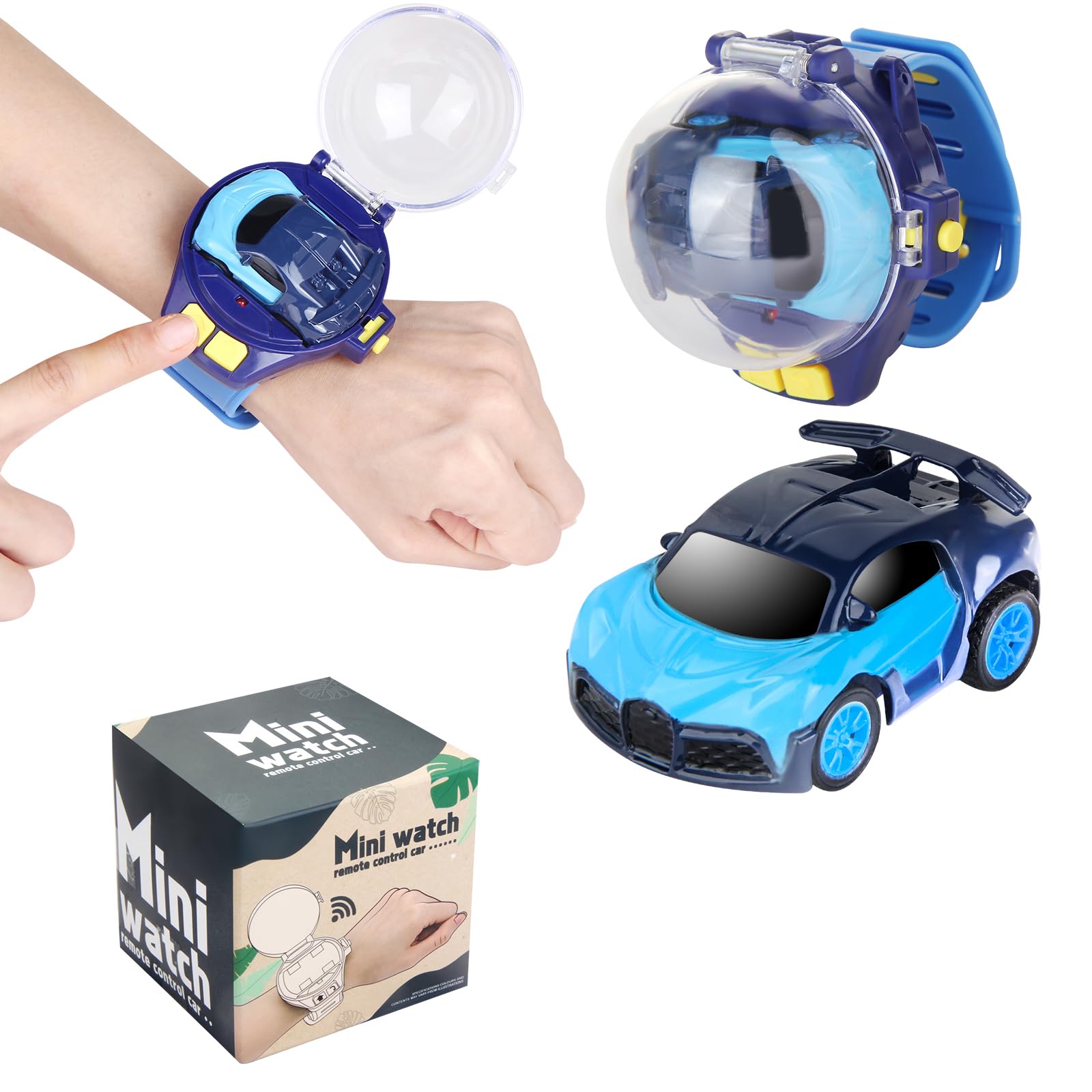 Remote Control Car Watch Toys with LED Light,2.4 GHz RC Small for Kids,Blue