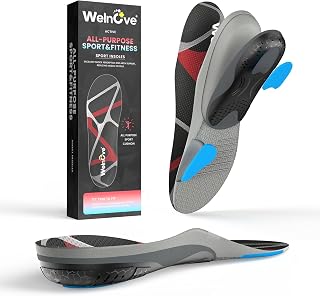 Welnove All Purpose Sports Insoles,Jump Higer & Run Faster & Stabilize Better Athletic Insoles for Running, Basketball Soccer Volleyball Shock Absorption & Energy Return Performance Insoles-M
