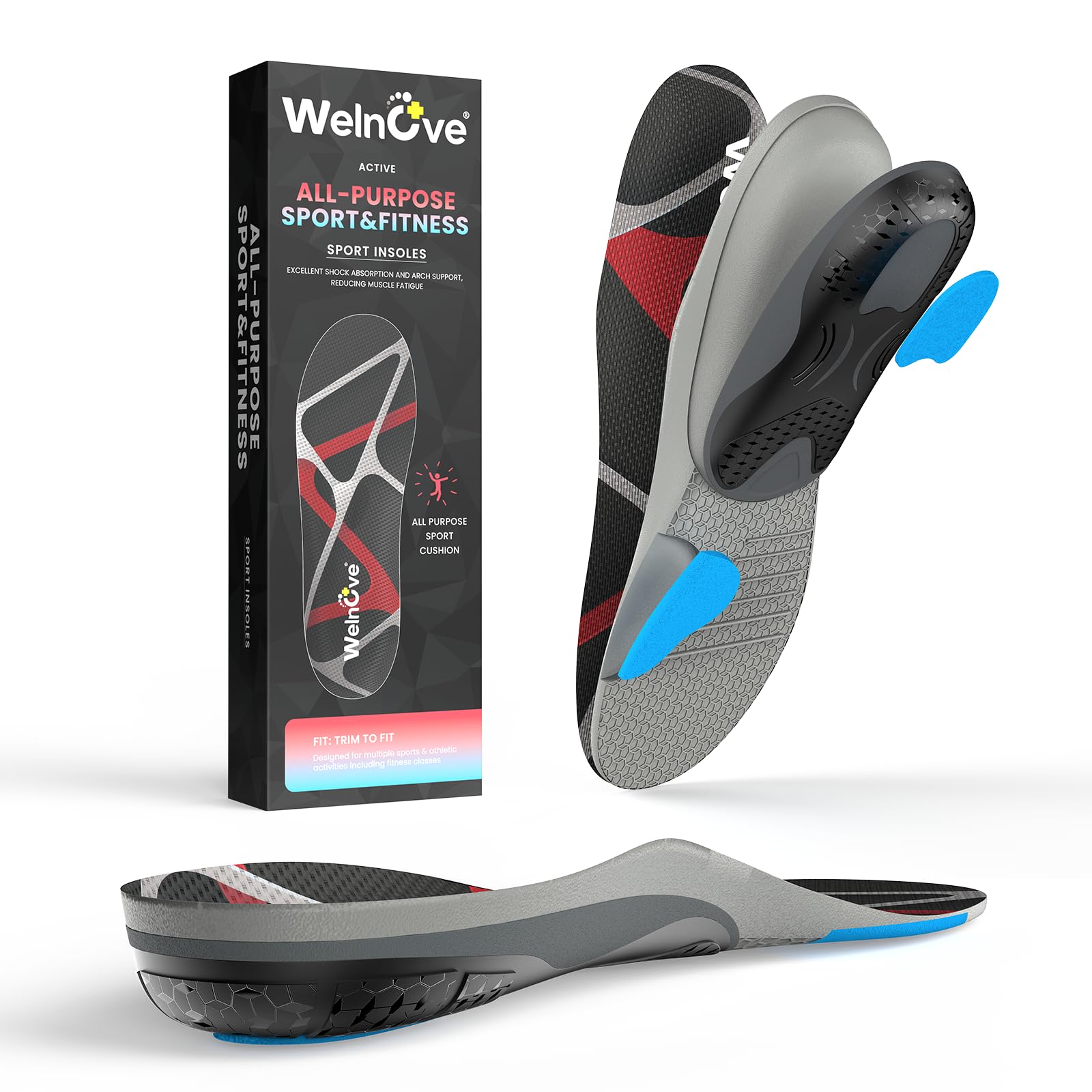 Welnove All Purpose Sports Insoles,Jump Higer & Run Faster & Stabilize Better At