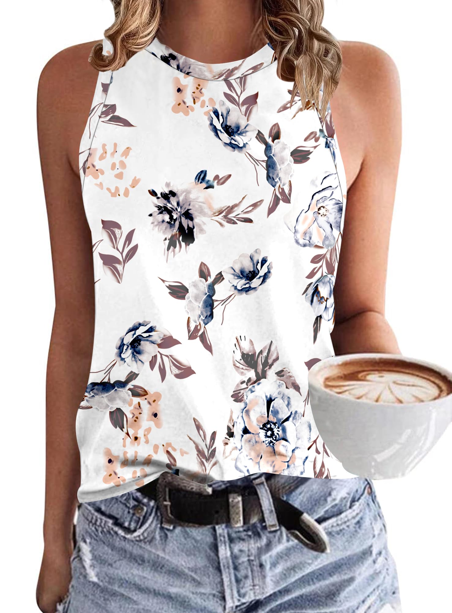 WNEEDU Summer Basic Tank Tops for Women 2024