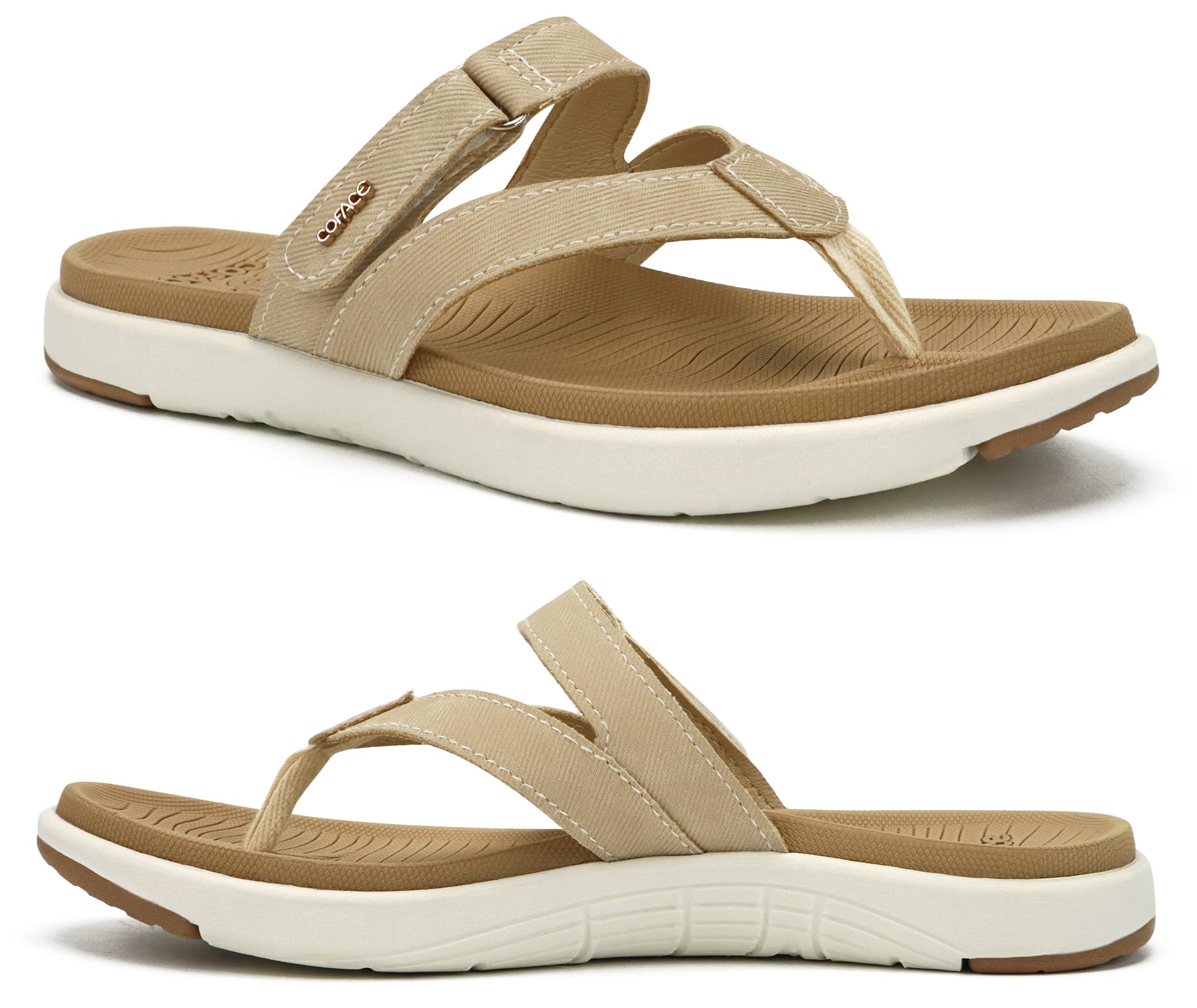 COFACE Flip Flops Women's Fashion Orthopaedic Summer Comfortable Leather Arch Su