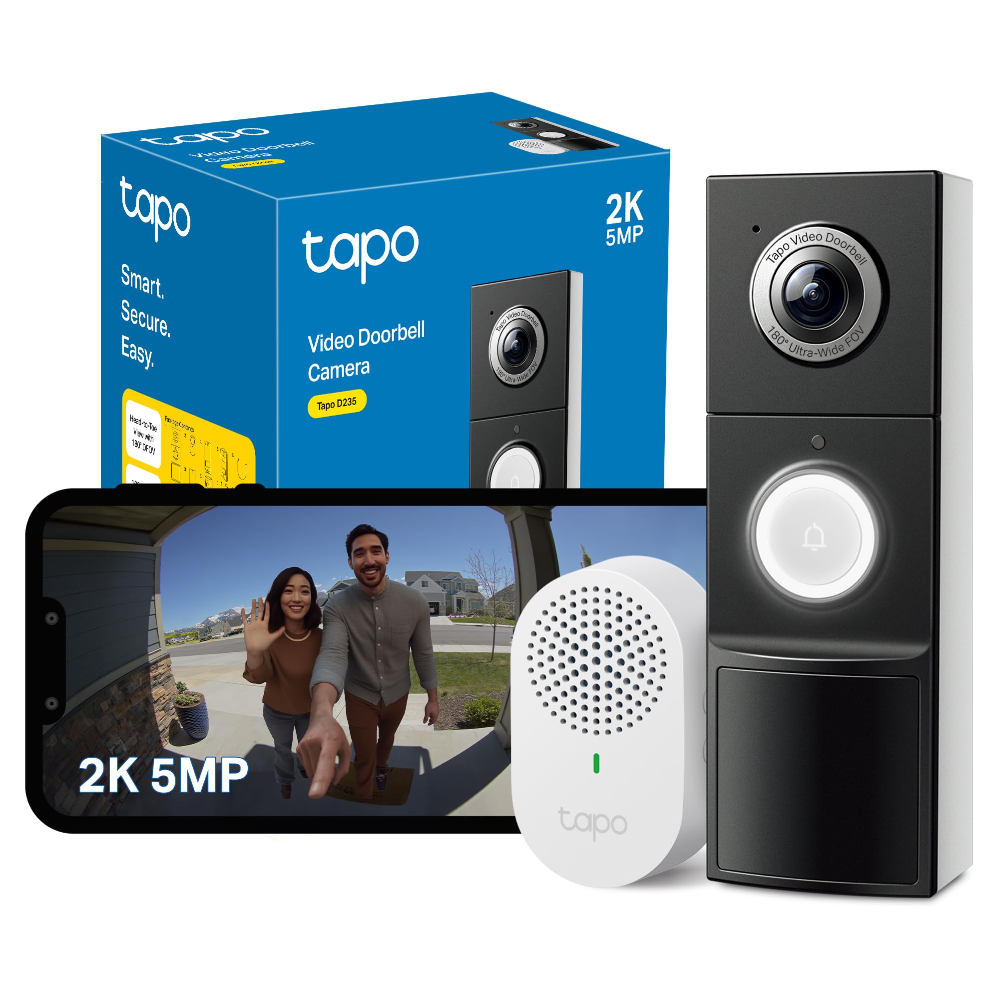 Tapo D235 2K 5MP Battery Doorbell Camera Wireless,Video Doorbell Wireless | 180°