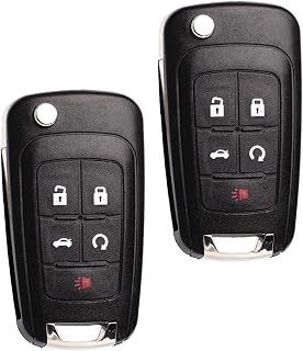 MechanMagic Flip Key Fob Replacement Fits for Chevy Equinox Camaro 2010-2019 Cruze Malibu Impala Sonic GMC Terrain Buick Lacrosse Regal Verano Encore Keyless Entry Remote Control 2 Sets