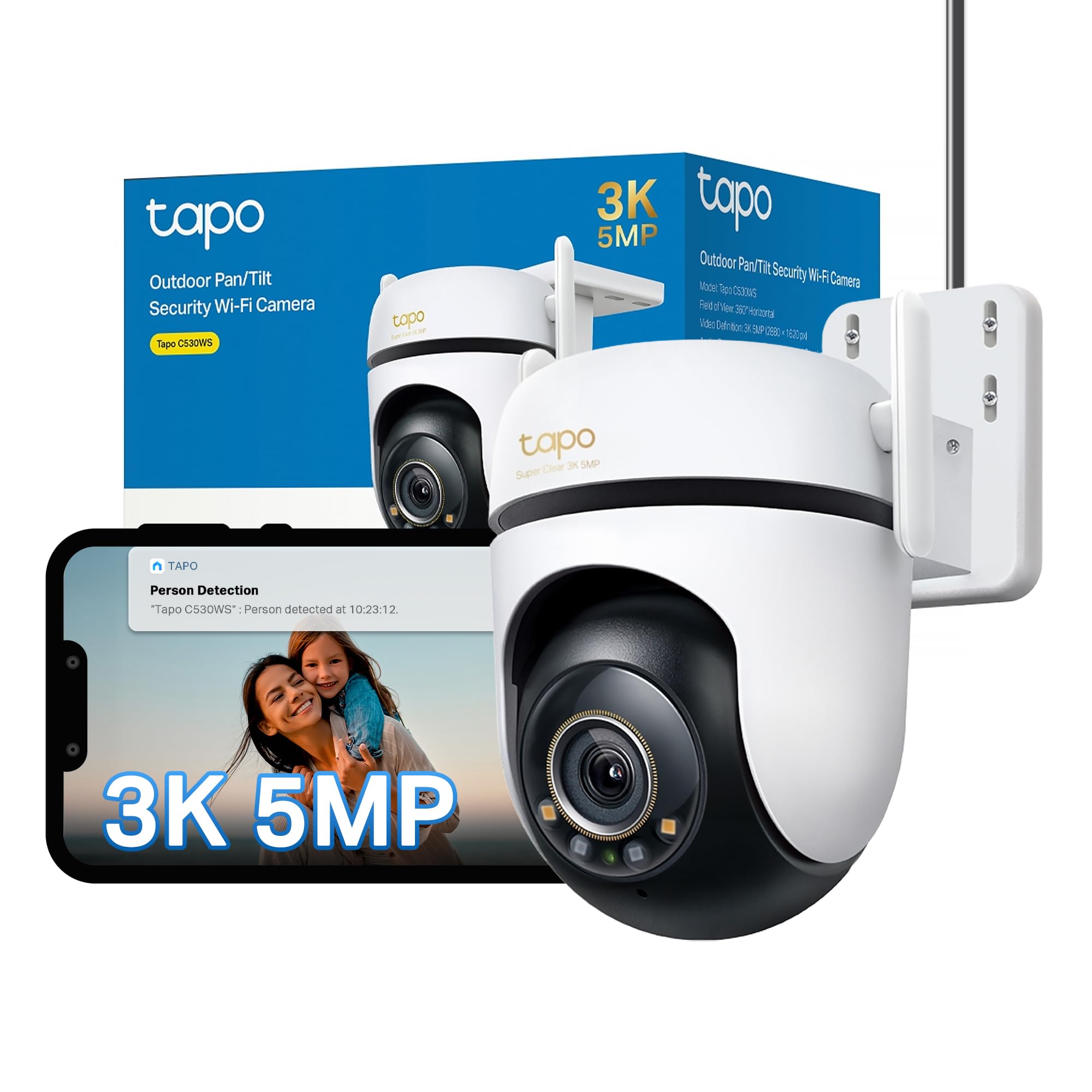 Tapo C530WS 3K 5MP Pan/Tilt Outdoor Security Camera CCTV Camera | 360° View, Sta
