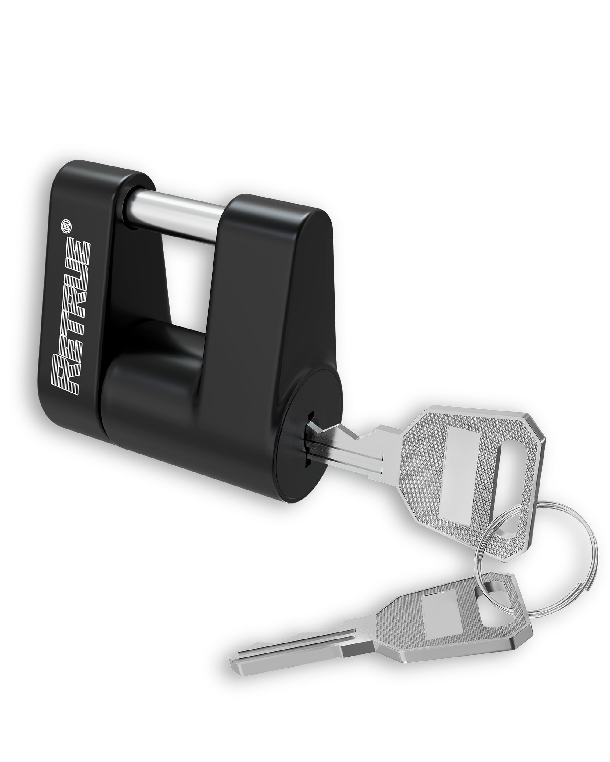 RETRUE Trailer Tongue Hitch Coupler Lock, 1/4in Dia, 3/4in Span, Black | Heavy-D